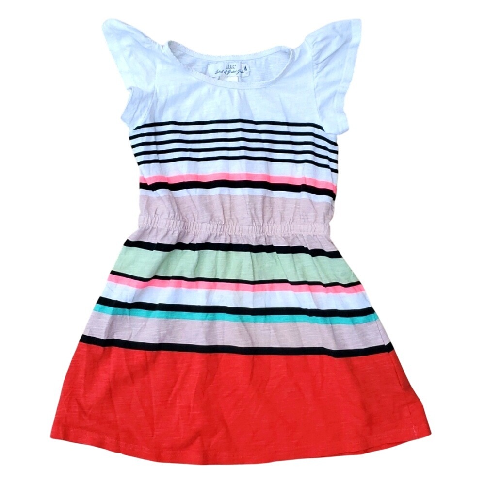 H&M LOGG Girls Striped Short Sleeve Dress‎ Size 4-6